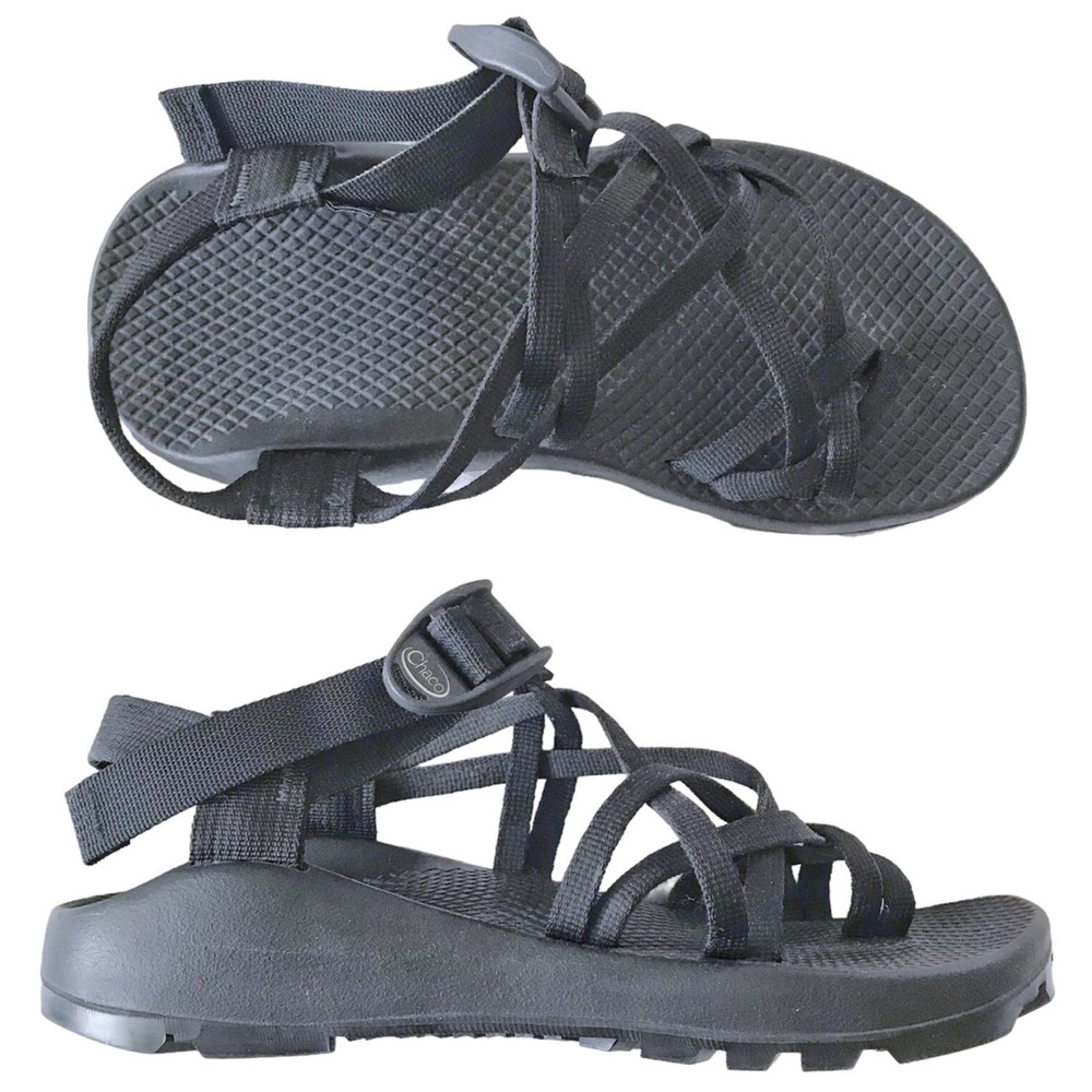 Chaco Vibram Strappy Open Toe Outdoor Hiking Trail Rugged Sandals Black Out 7